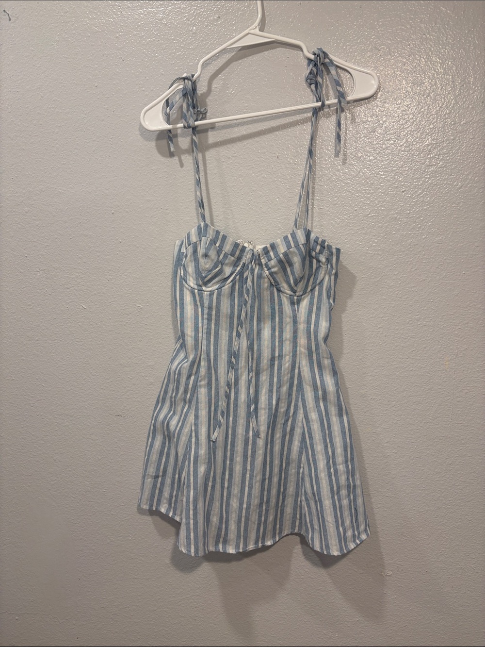 MAJORELLE Blue and White Striped Mini Dress